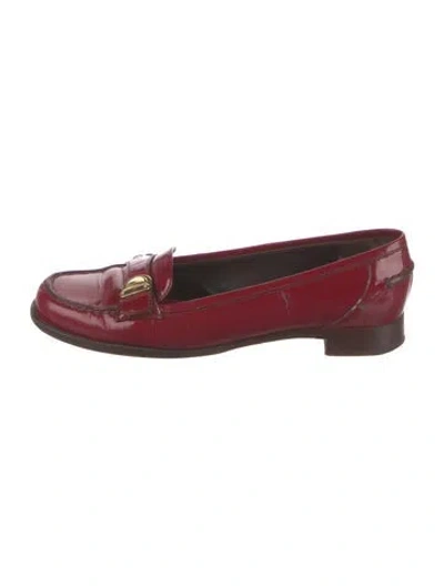 Pre-owned Louis Vuitton Patent Leather Loafers In Red
