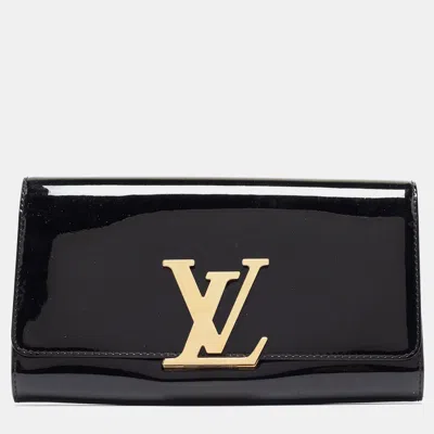 Pre-owned Louis Vuitton Patent Leather Louise Clutch In Black