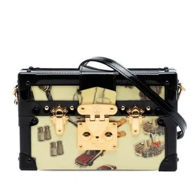 Pre-owned Louis Vuitton Patent Leather Monogram Vernis Stickers Petite Malle In White