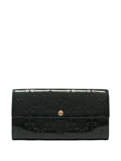 Pre-owned Louis Vuitton Patent Leather Monogram Wallet In Green