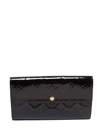 Pre-owned Louis Vuitton Patent Leather Monogram Wallet In Red