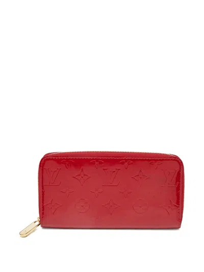 Pre-owned Louis Vuitton Patent Leather Monogram Zippy Wallet In Red