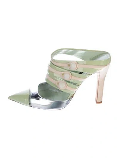 Pre-owned Louis Vuitton Patent Leather Mules In Green
