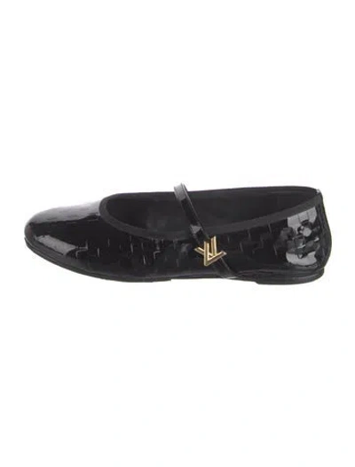 Pre-owned Louis Vuitton Patent Leather Patterned Ballet Flats In Black