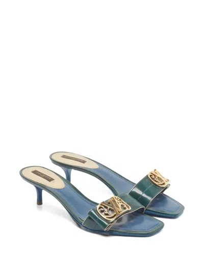 Pre-owned Louis Vuitton Patent Leather Sandals In Blue