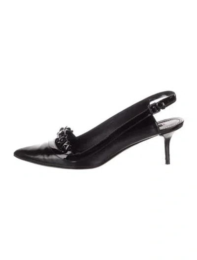 Pre-owned Louis Vuitton Patent Leather Slingback Pumps In Black