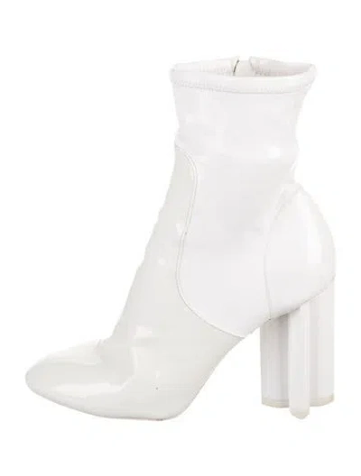 Pre-owned Louis Vuitton Patent Leather Sock Boots In White
