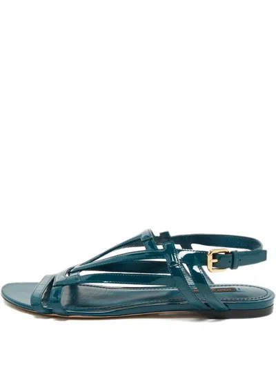 Pre-owned Louis Vuitton Patent-leather Straps Flat Sandals In Blue