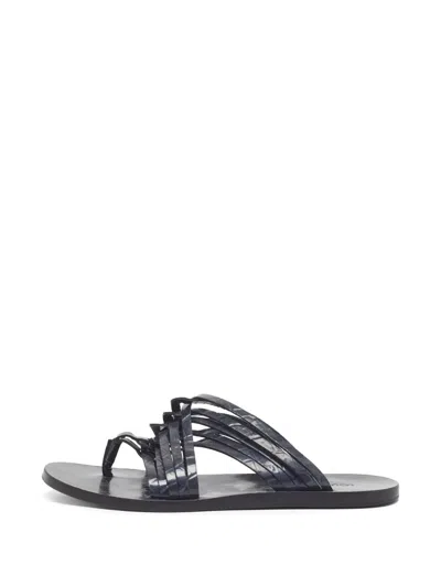 Pre-owned Louis Vuitton Patent Leather Thong Sandals In Blue