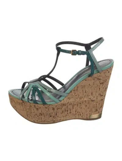 Pre-owned Louis Vuitton Patent Leather T-strap Sandals In Blue