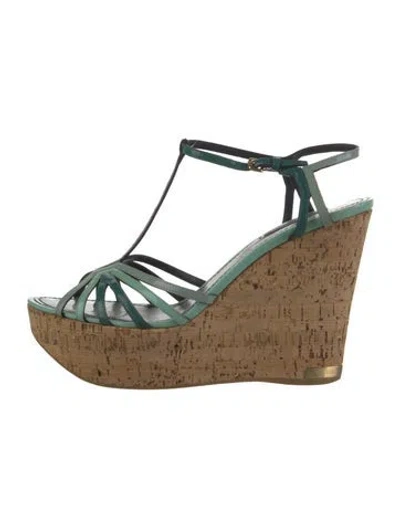 Pre-owned Louis Vuitton Patent Leather T-strap Sandals In Blue