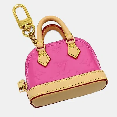 Pre-owned Louis Vuitton Patent Micro Alma Bag Charm In Pink