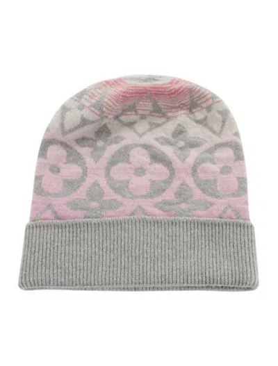 Pre-owned Louis Vuitton Pattern Print Knit Beanie In Grey