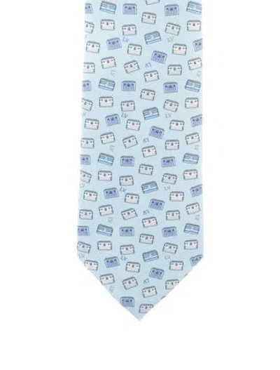 Pre-owned Louis Vuitton Pattern Print Neck Tie In Blue