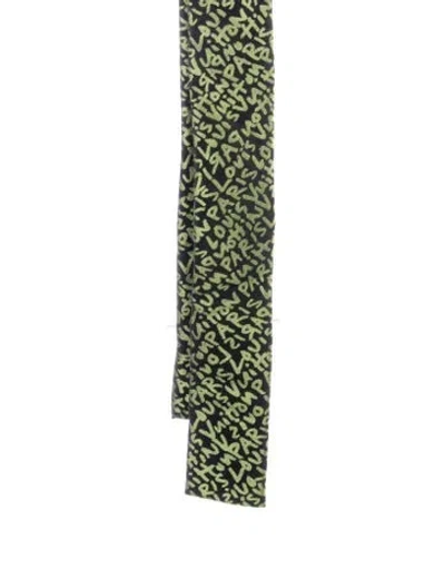 Pre-owned Louis Vuitton Pattern Print Silk Tie In Black/green