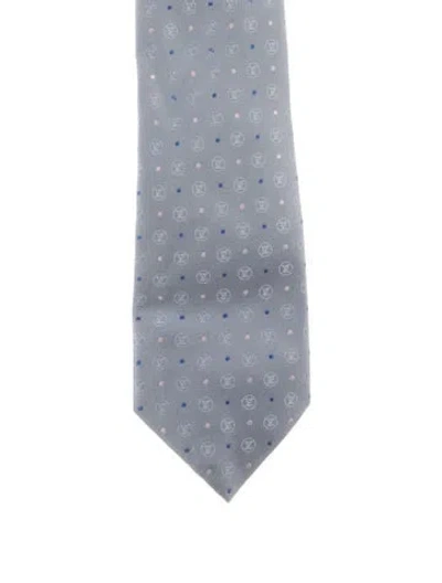 Pre-owned Louis Vuitton Pattern Print Silk Tie In Blue