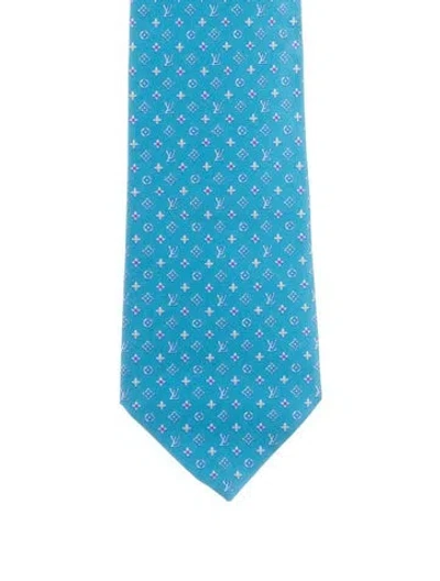 Pre-owned Louis Vuitton Pattern Print Silk Tie In Blue