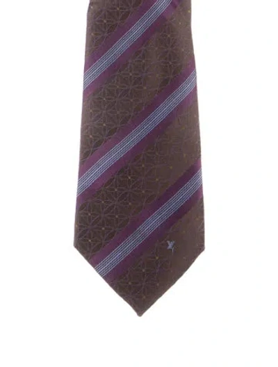 Pre-owned Louis Vuitton Pattern Print Silk Tie In Brown