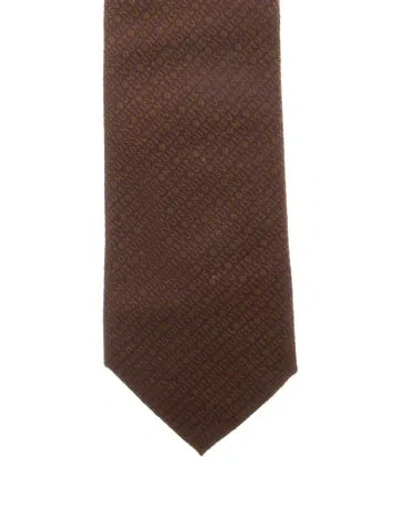 Pre-owned Louis Vuitton Pattern Print Silk Tie In Brown
