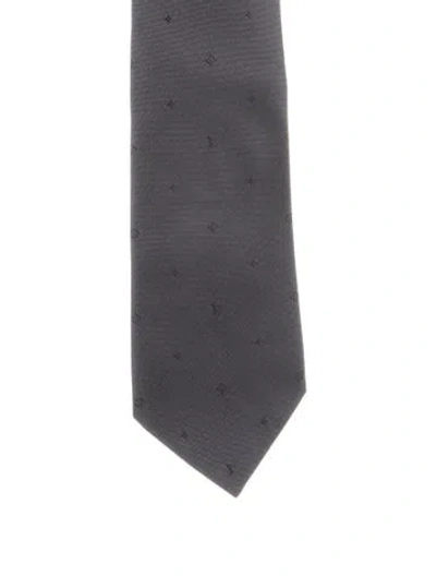 Pre-owned Louis Vuitton Pattern Print Silk Tie In Gray