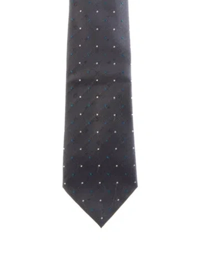 Pre-owned Louis Vuitton Pattern Print Silk Tie In Gray