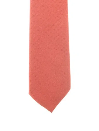 Pre-owned Louis Vuitton Pattern Print Silk Tie In Orange