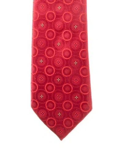 Pre-owned Louis Vuitton Pattern Print Silk Tie In Red