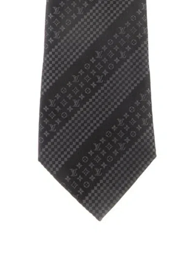 Pre-owned Louis Vuitton Pattern Print Tie In Black