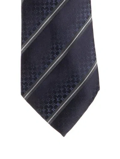 Pre-owned Louis Vuitton Pattern Print Tie In Blue