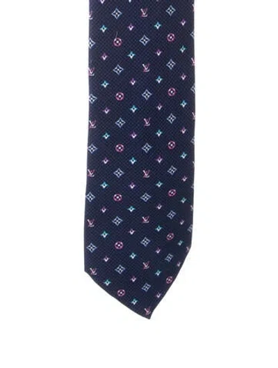 Pre-owned Louis Vuitton Pattern Printed Silk Tie In Blue