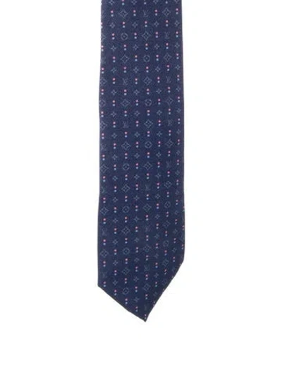 Pre-owned Louis Vuitton Pattern Printed Silk Tie In Blue