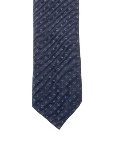 Pre-owned Louis Vuitton Pattern Printed Silk Tie In Blue