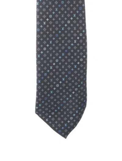 Pre-owned Louis Vuitton Pattern Printed Silk Tie In Grey