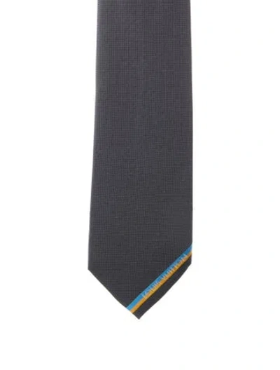 Pre-owned Louis Vuitton Pattern Printed Silk Tie In Grey