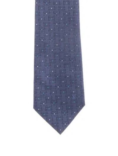 Pre-owned Louis Vuitton Pattern Silk Tie In Blue