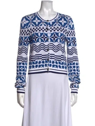 Pre-owned Louis Vuitton Patterned Crew Neck Sweater In White
