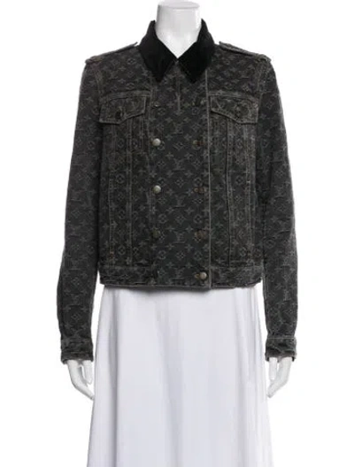 Pre-owned Louis Vuitton Patterned Denim Jacket In Grey
