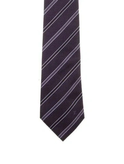 Pre-owned Louis Vuitton Patterned Silk Neck Tie In Purple