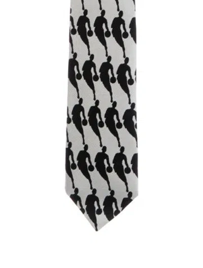 Pre-owned Louis Vuitton Patterned Silk Tie W/tags In White