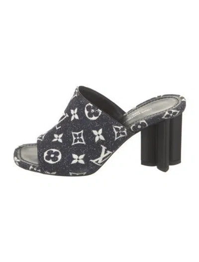 Pre-owned Louis Vuitton Patterned Slides In Blue