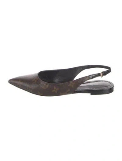 Pre-owned Louis Vuitton Patterned Slingback Flats In Brown