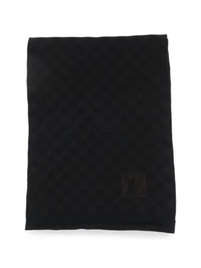 Pre-owned Louis Vuitton Patterned Wool Scarf In Black