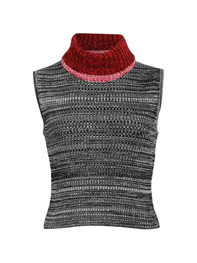 Pre-owned Louis Vuitton Patterned-knit Sleeveless Top In Gray