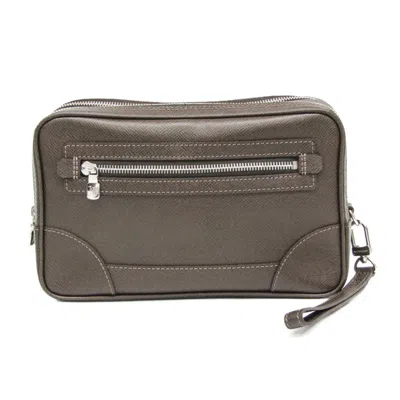 Pre-owned Louis Vuitton Pavel Brown Leather Clutch Bag ()