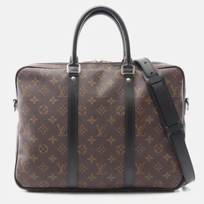 Pre-owned Louis Vuitton Pdv Pm 2way Shoulder Briefcase Monogram Macassar Canvas In Brown