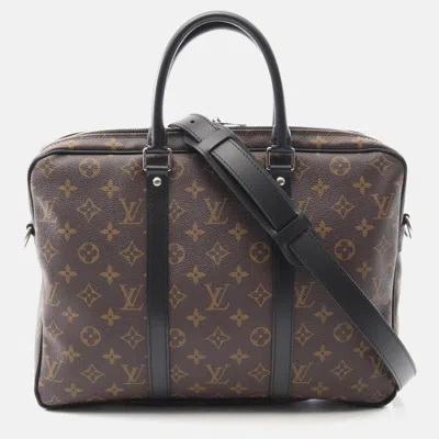Pre-owned Louis Vuitton Pdv Pm Business Bag Monogram Macassar Canvas Brown Bk