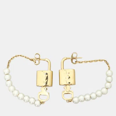 Pre-owned Louis Vuitton Pearlock Gold Tone Earrings