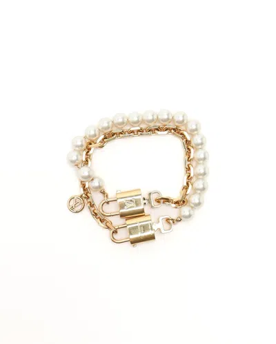 Pre-owned Louis Vuitton Pearlock Necklace In Gold