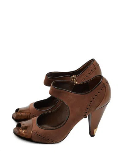 Pre-owned Louis Vuitton Peep-toe Brogue Sandals In Brown