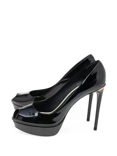 Pre-owned Louis Vuitton Peep-toe Platform Pumps In Black